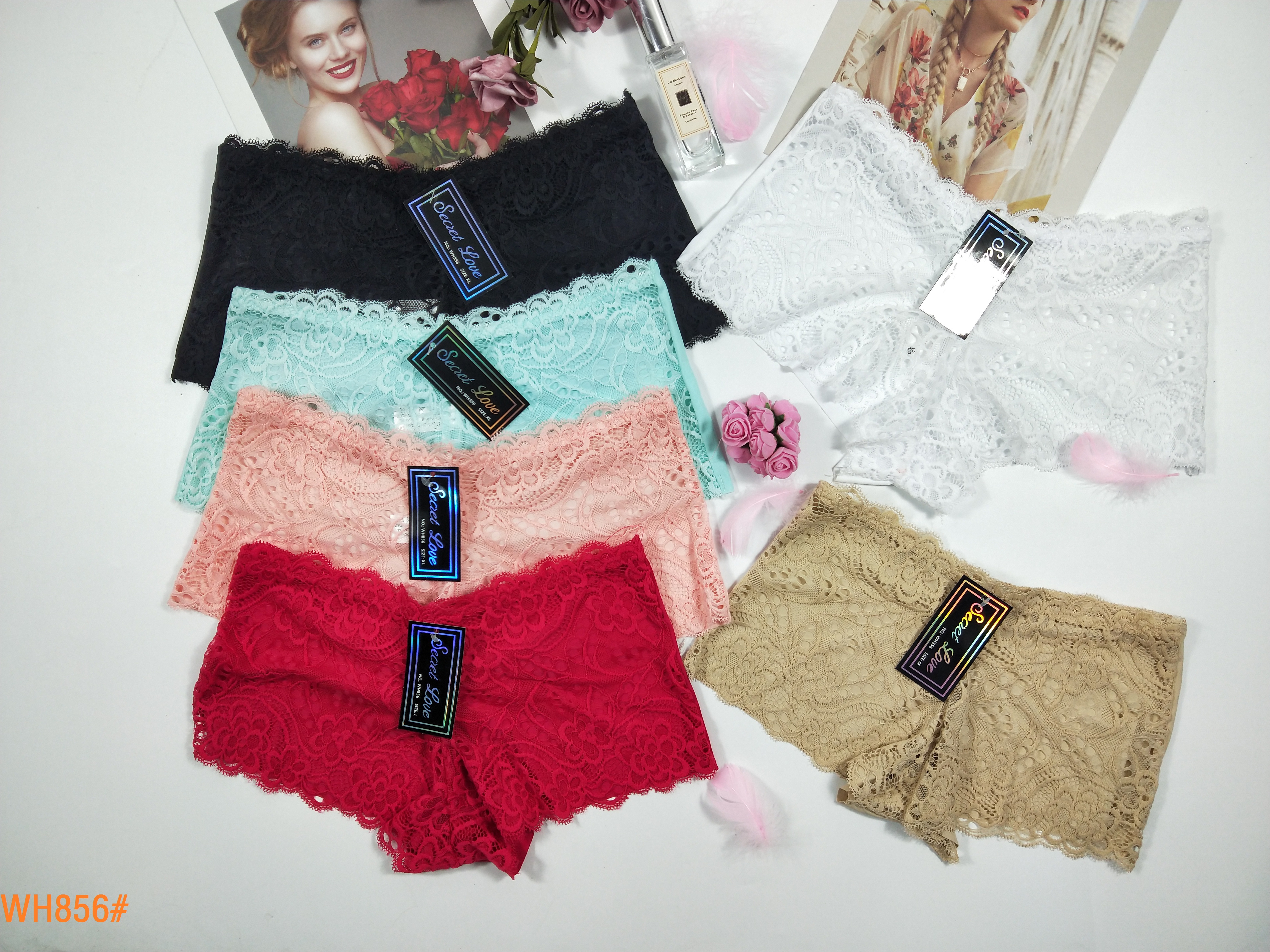 Ladies' seamless lace boxer briefs