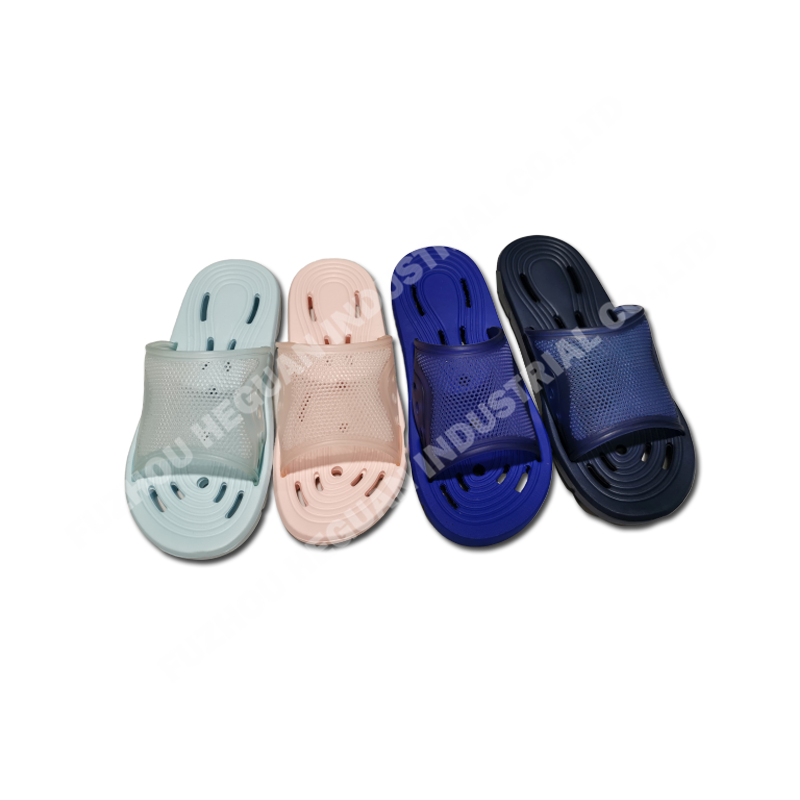 PVC slide strap hot pressed PE sole bath slippers with holes