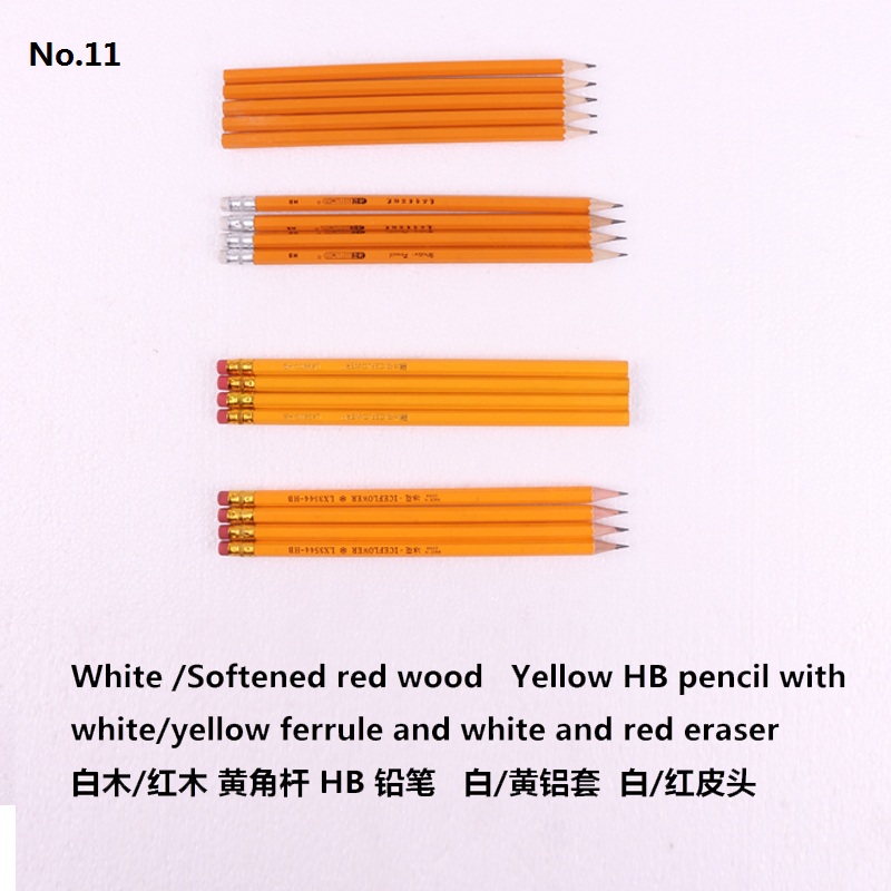 White /Softened red wood Yellow painting HB pencil