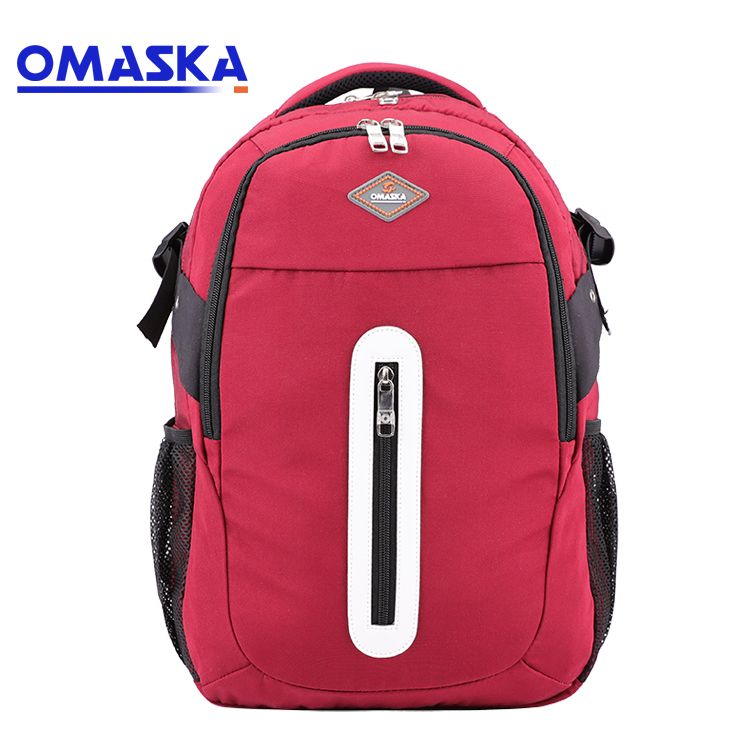 Custom logo waterproof nylon red zipper laptop business unisex backpack