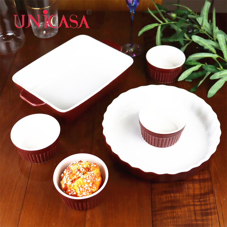 Ceramic bakeware set stoneware baking dishes dutch oven rectangular baker pie dish loaf pan oval baker square baker ramekin
