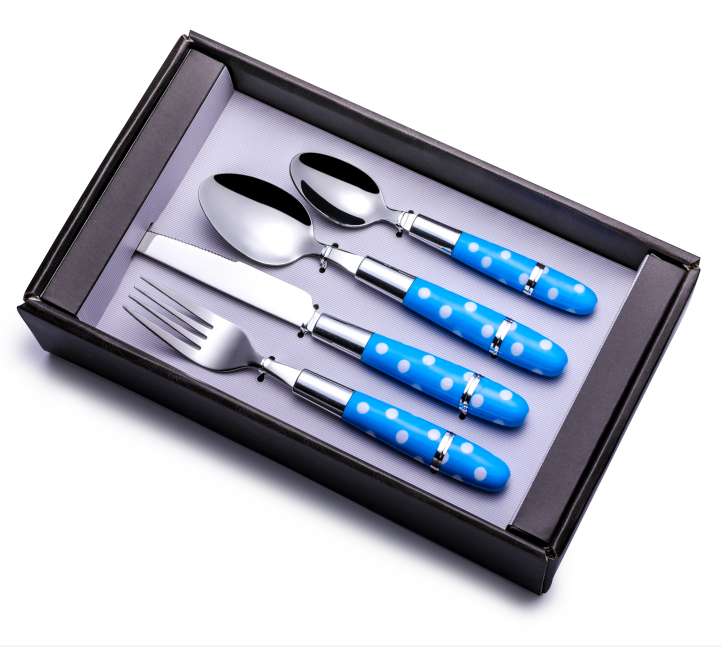 Fork Knife and Spoon Stainless Steel Cutlery Set with Plastic Handle