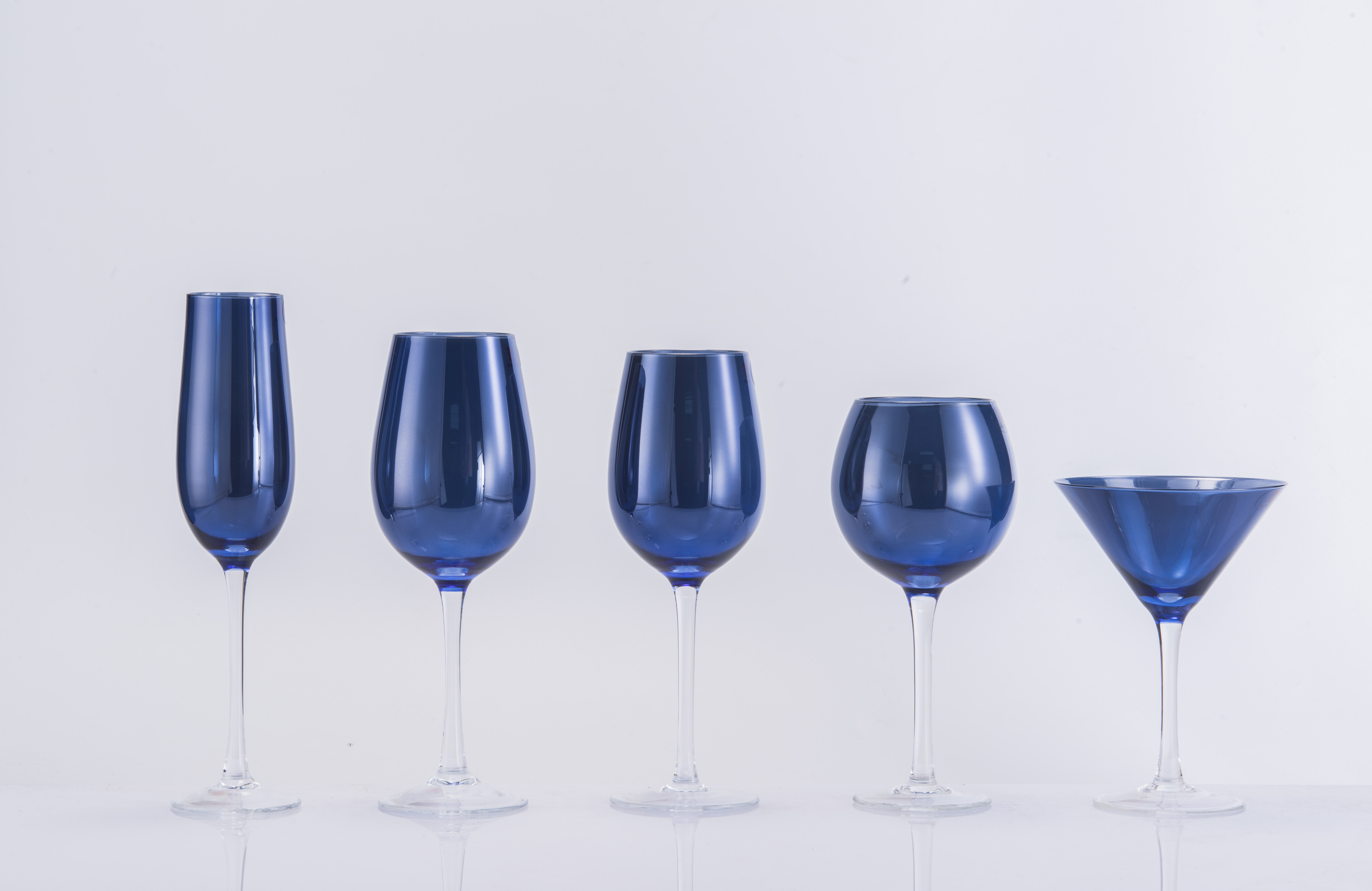 Plated blue glasses
