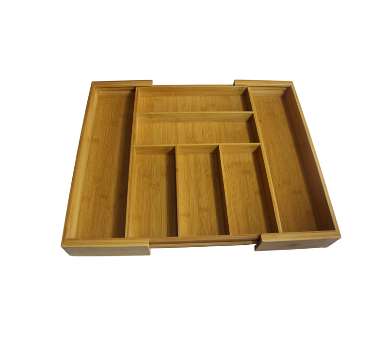 Expandable Bamboo Silverware Drawer Organizer Bamboo Storage Box for Kitchen & Office
