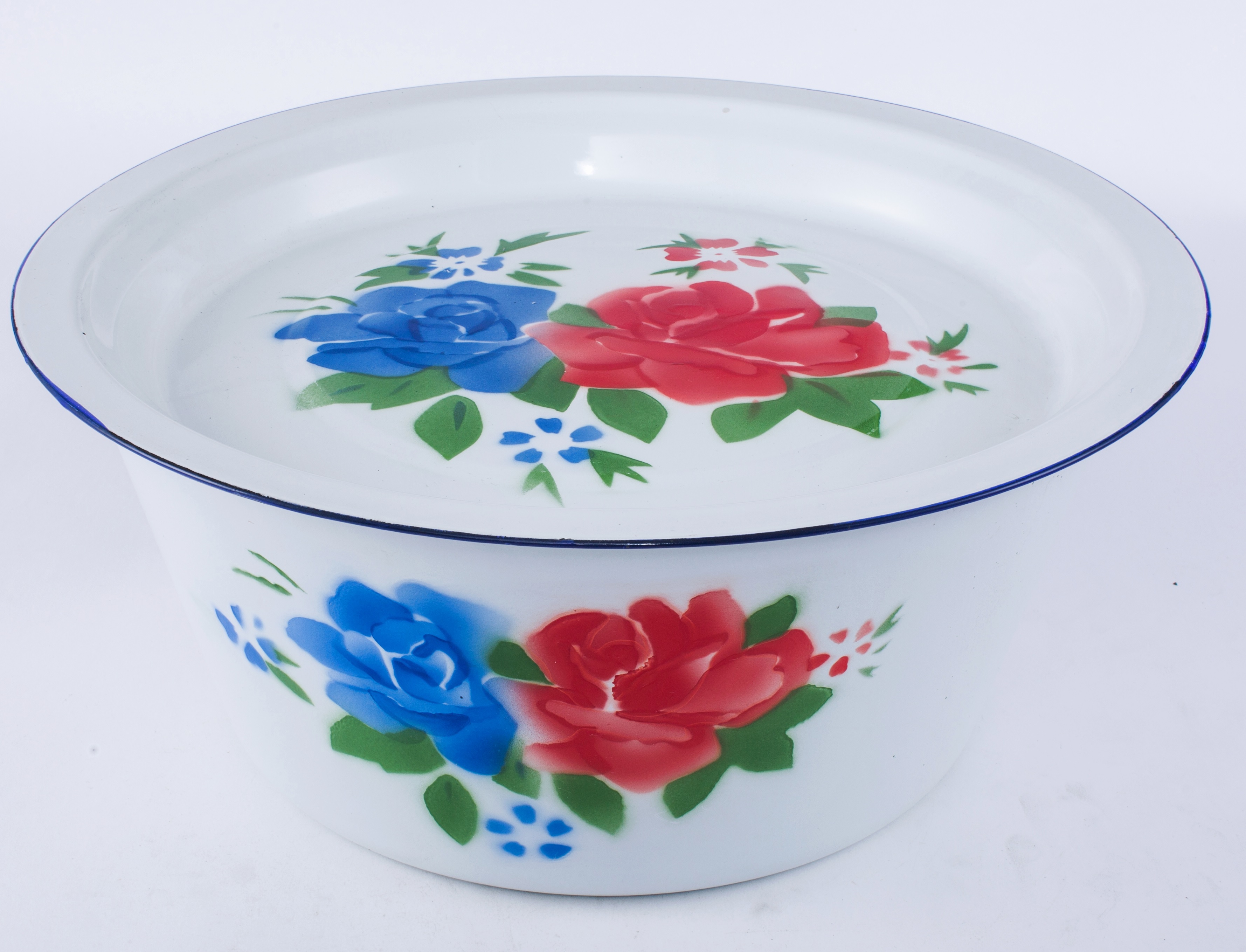 Enamel finger bowl with cover deco
