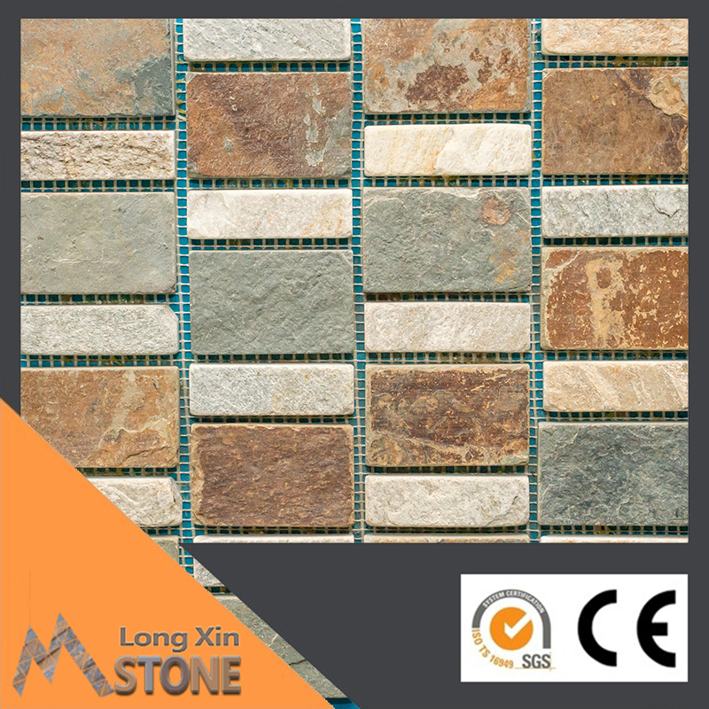 Natural mix color slate stone mosaics tile 305X305 CM