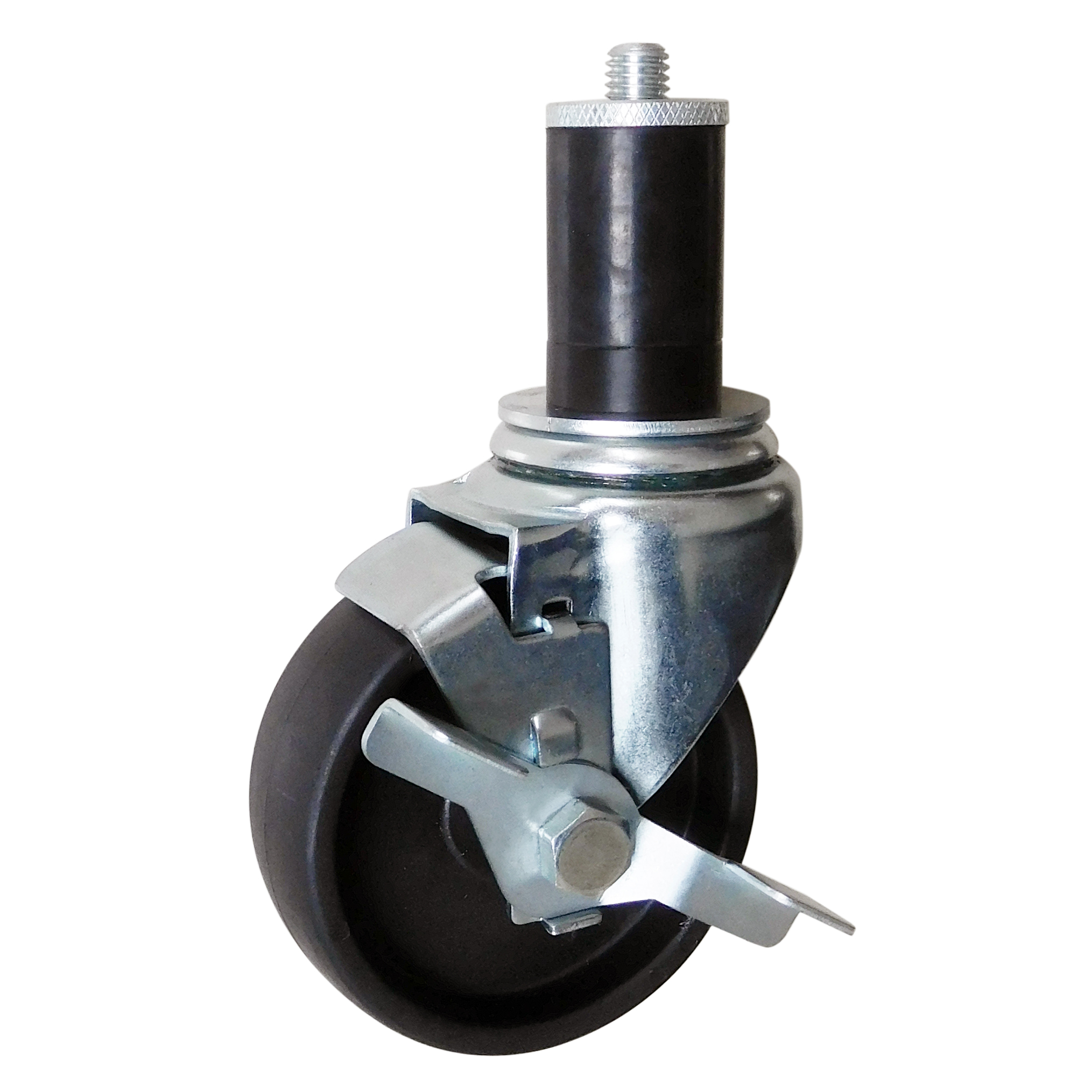 PP Expandable Rubber Adapter Stem Swivel Caster with side brake