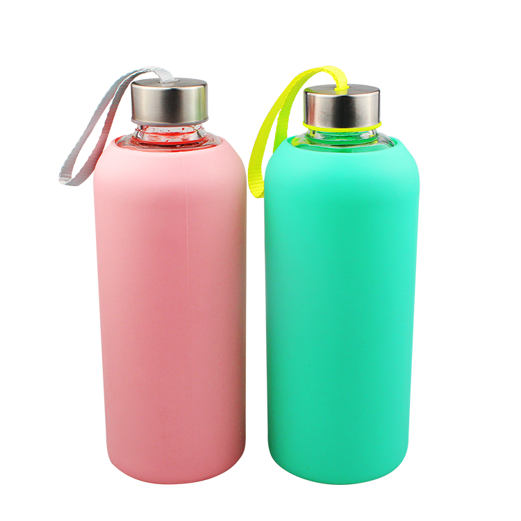 1000ml borciliate glass bottle with mention strap