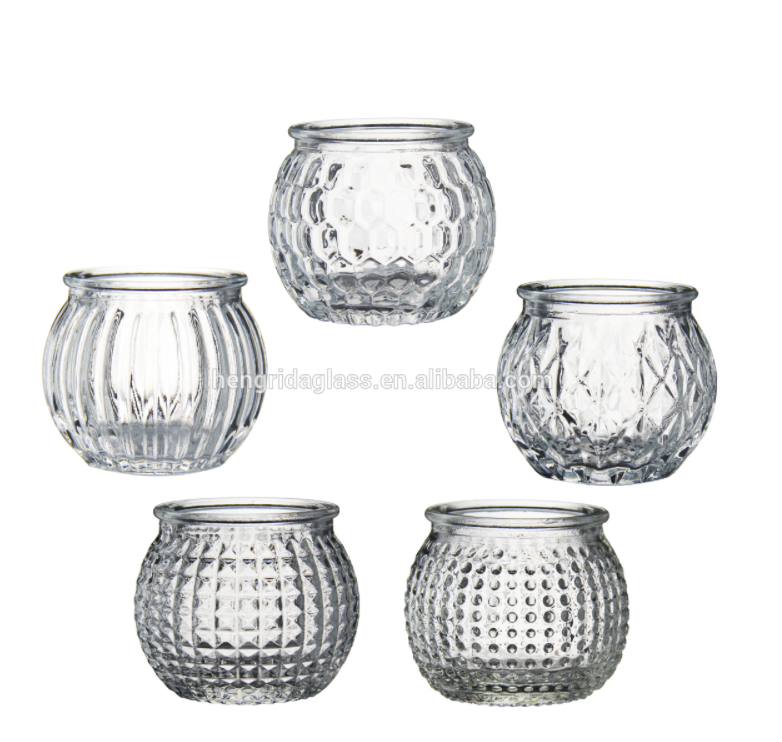 100ml Stereoscopic pattern round candle holder for wedding and home decor