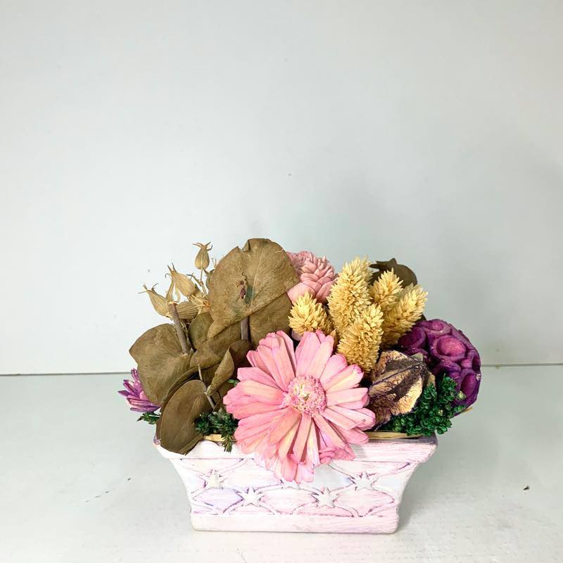Dried Flowers Arrangement In Ceramic Pot With Smell