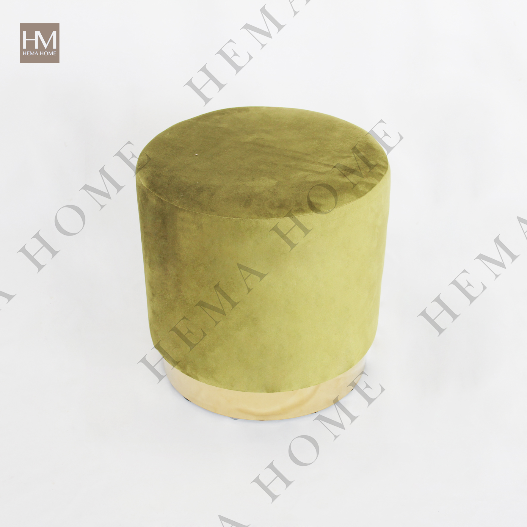 A Velvet Round Pouf