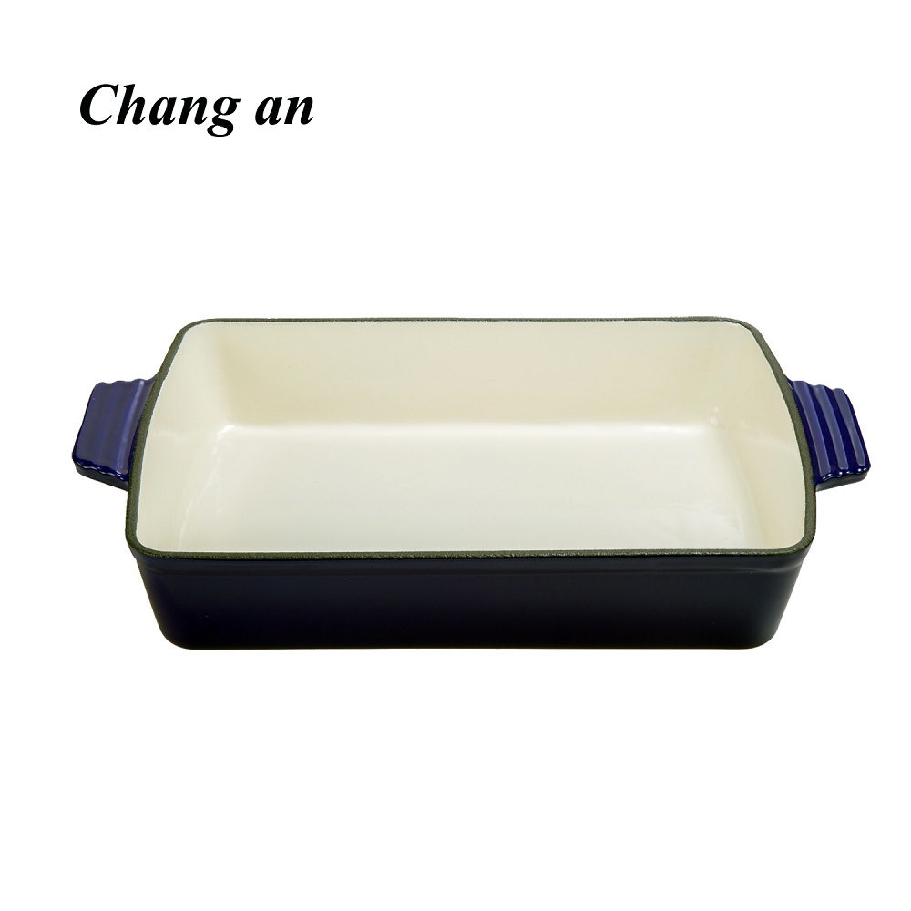 cast iron enamel rectangular pan