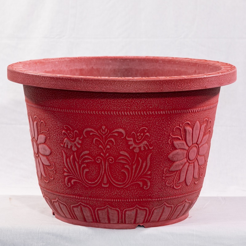 Indoor&Outdoor Large Sculpture Plastic Flower Pot Embossed Plant Container