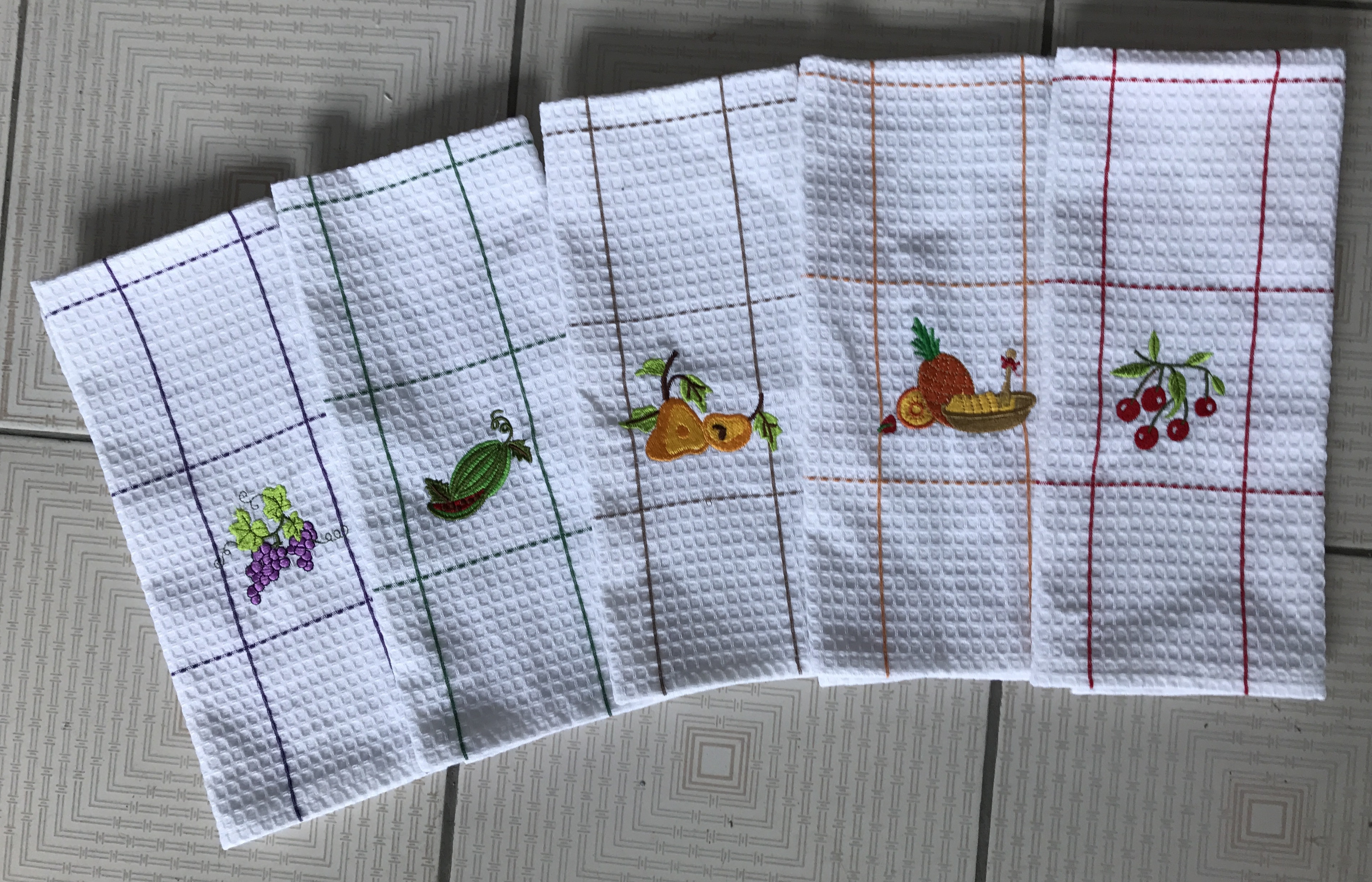 Embroidery Waffle Kitchen Towel