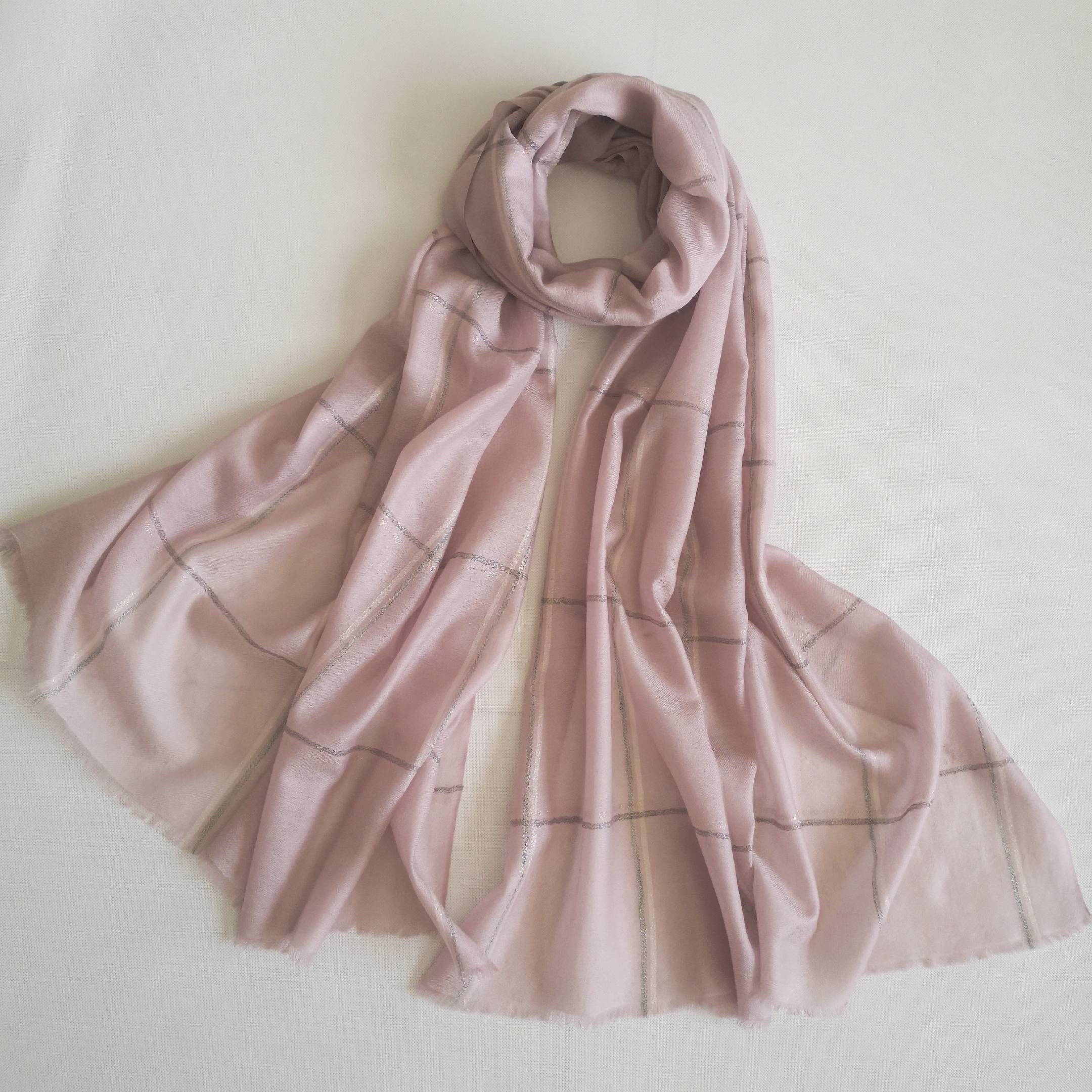 New Worsted water soluble Wool Plaid shawl