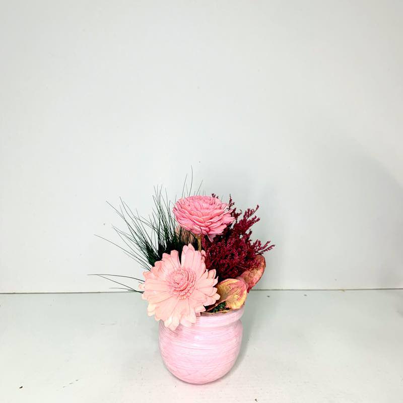 Dried Flowers Arrangement In Ceramic Pot
