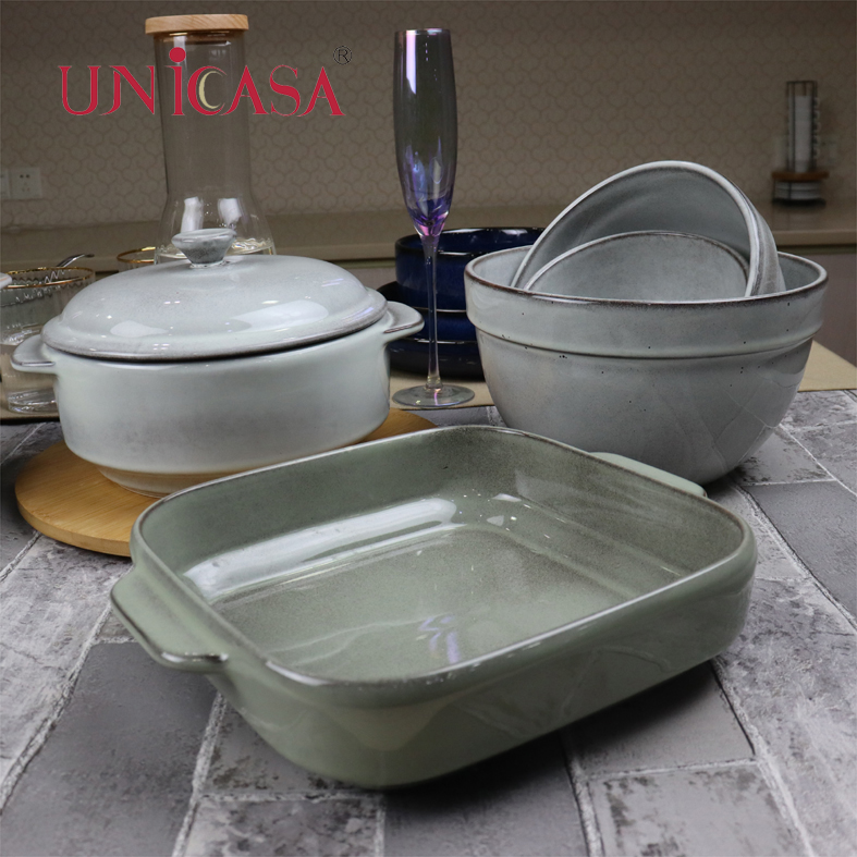 Ceramic Bakeware Round Square Casserole Rectangular Baking Dish Square Baking Pan Oval Baking Tray Salad Bowl