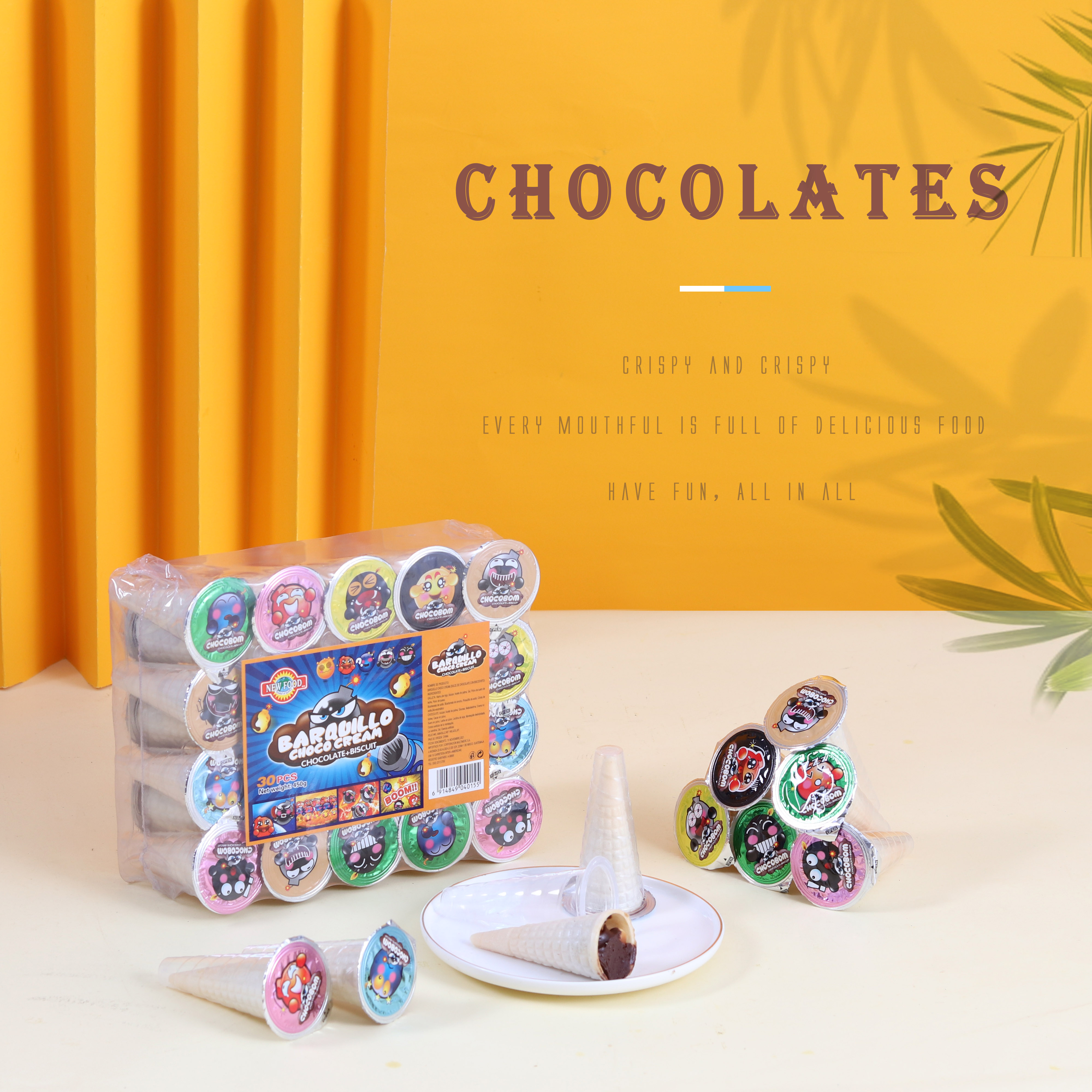 CHOCOLATE PASTE WITH BISCUIT (ICE CREAM SHAPE) 15gX30pcs