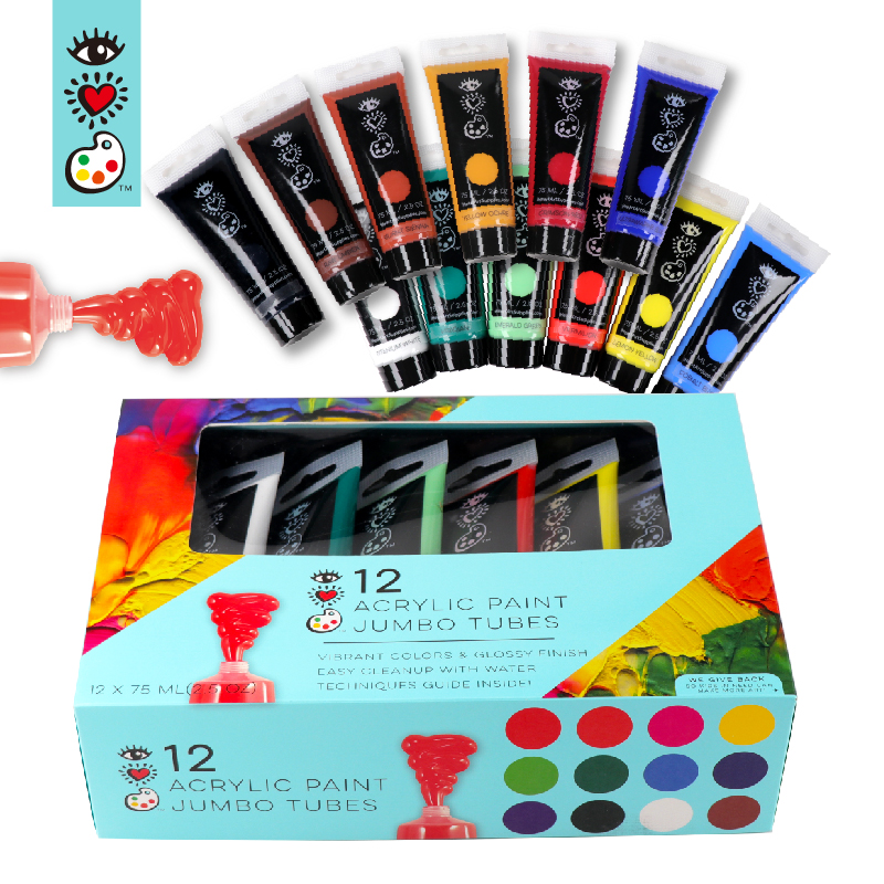 12x75ml PlasticTubes Artist Studio Acrylic Paint Set