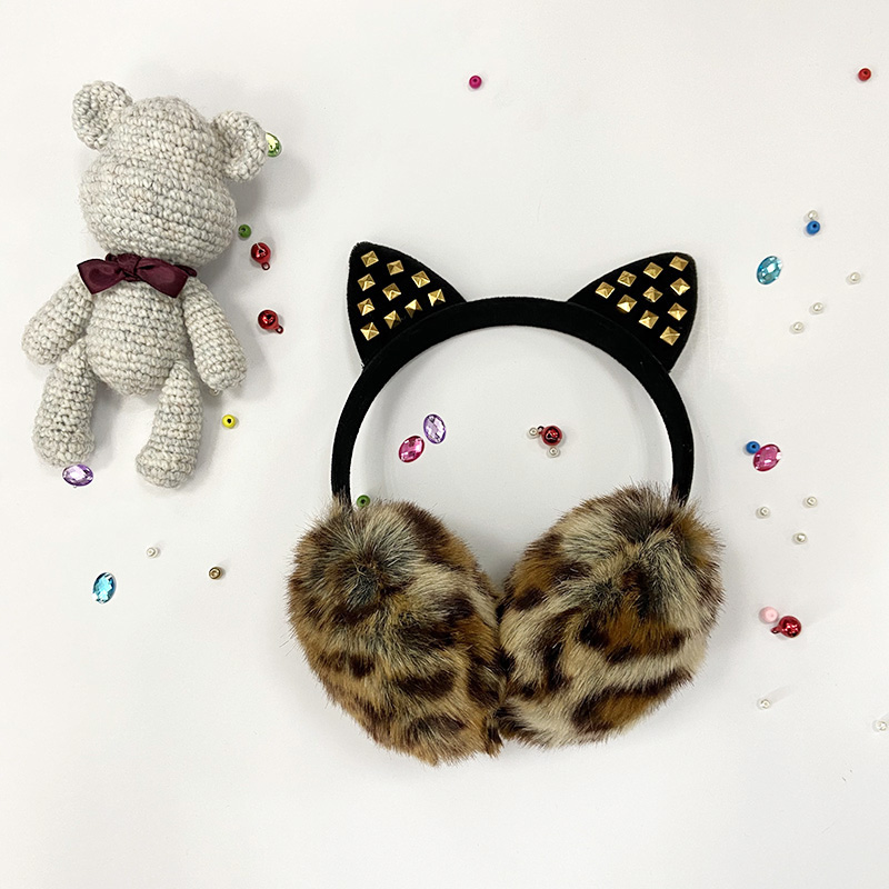E6 Winter Cold Weather cute cat Earmuffs with Soft Earmuff Warm Earmuff Faux Fur Earmuff