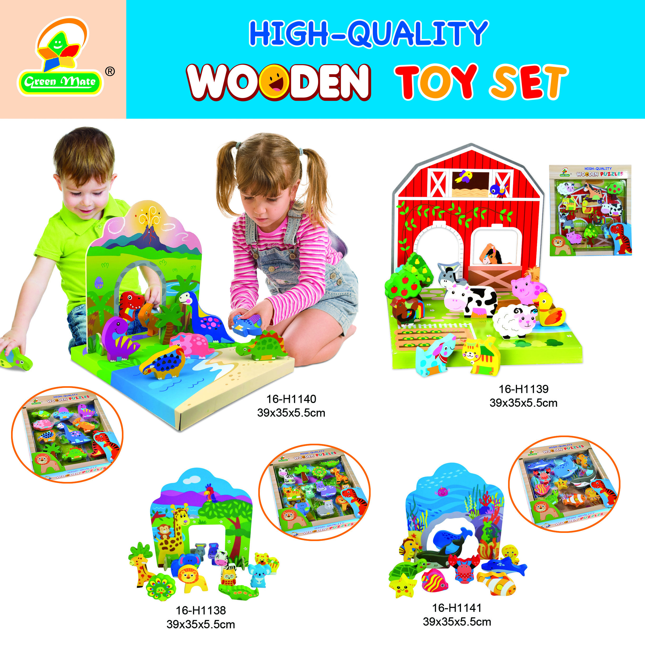 Wooden Toy Set in Color Box