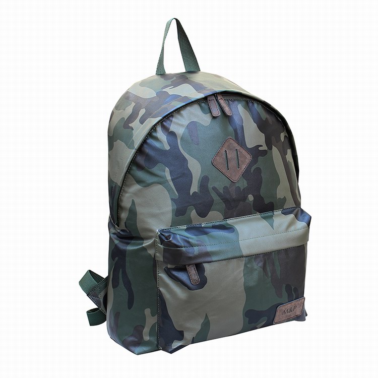 Light weight camouflage pu leather backpack for unisex
