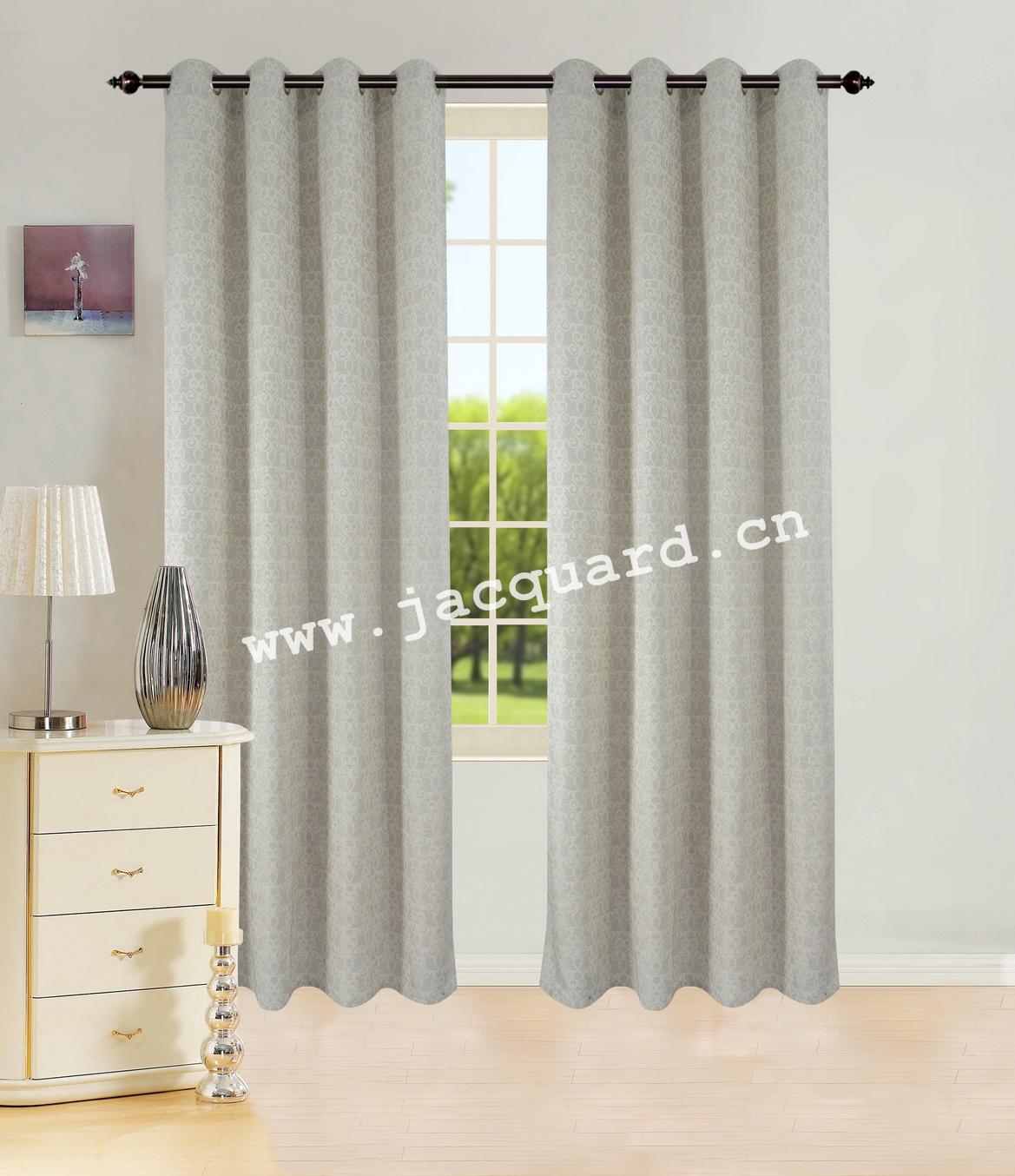 Jacquard Gromment Curtain/Eyelet Curtain for Bed Room Living Room(2 Panels)