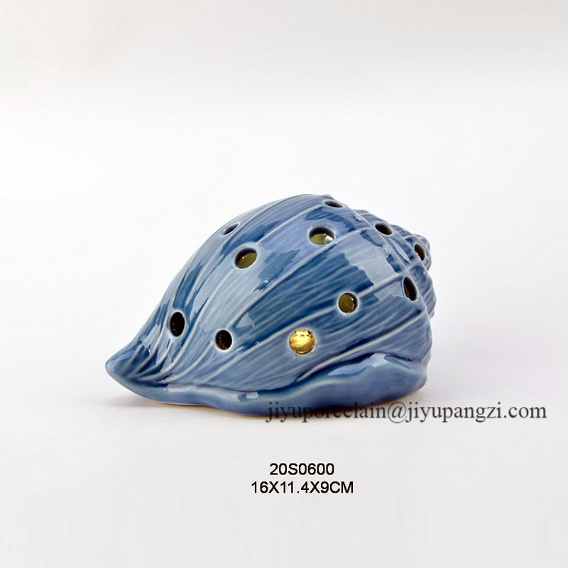 Summer decor LED light porcelain ocean blue conch shell decor