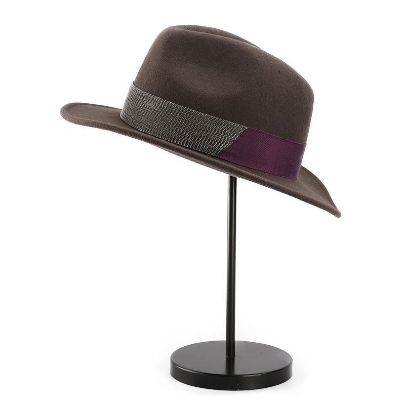 Coffee color Falling Winter Wool Felt Hat Flat Brim Fedora Hat