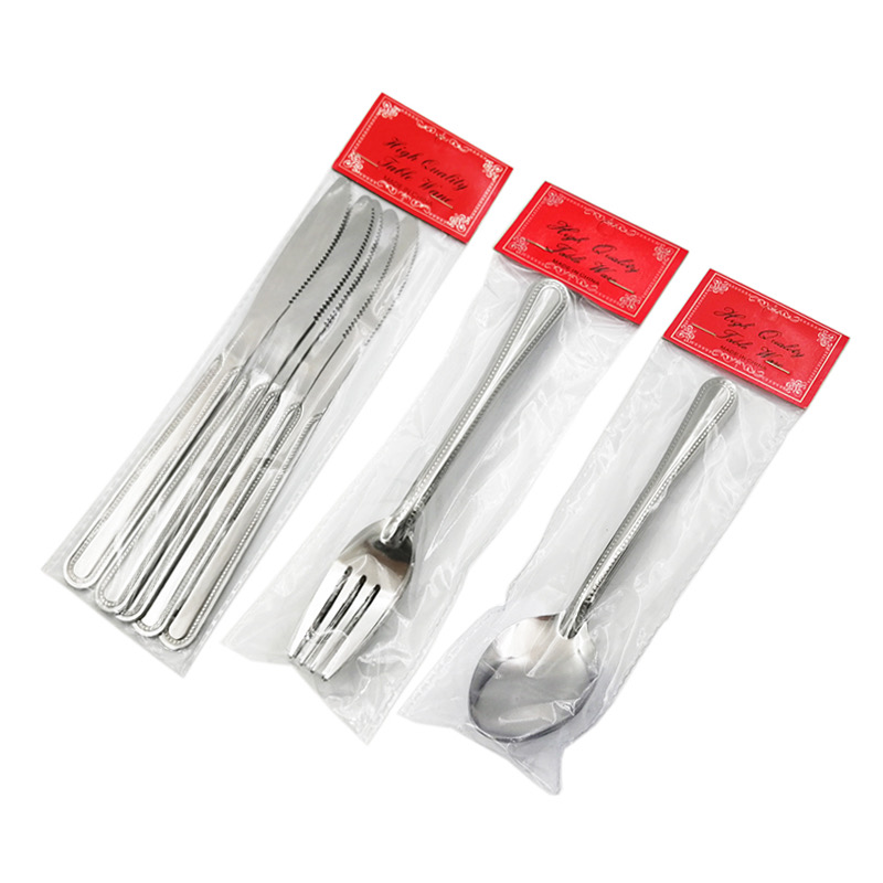 12pcs set PVC bag packaging Machine polish 410 stainless steel knife fork spoon