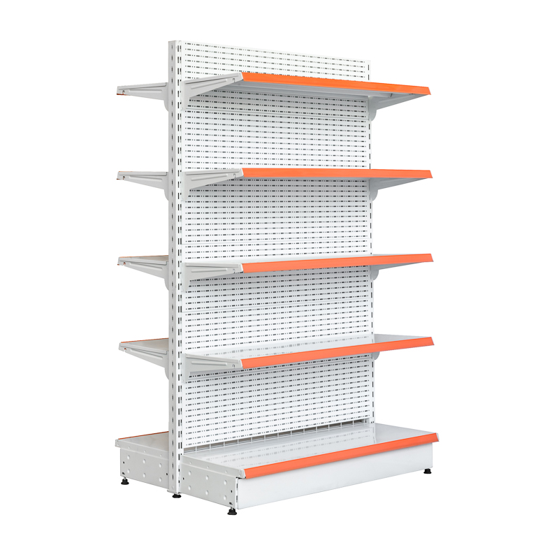 Double sided perforated back panel shelf