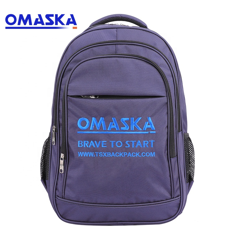 Custom large capacity blue print polyester school laptop backpack
