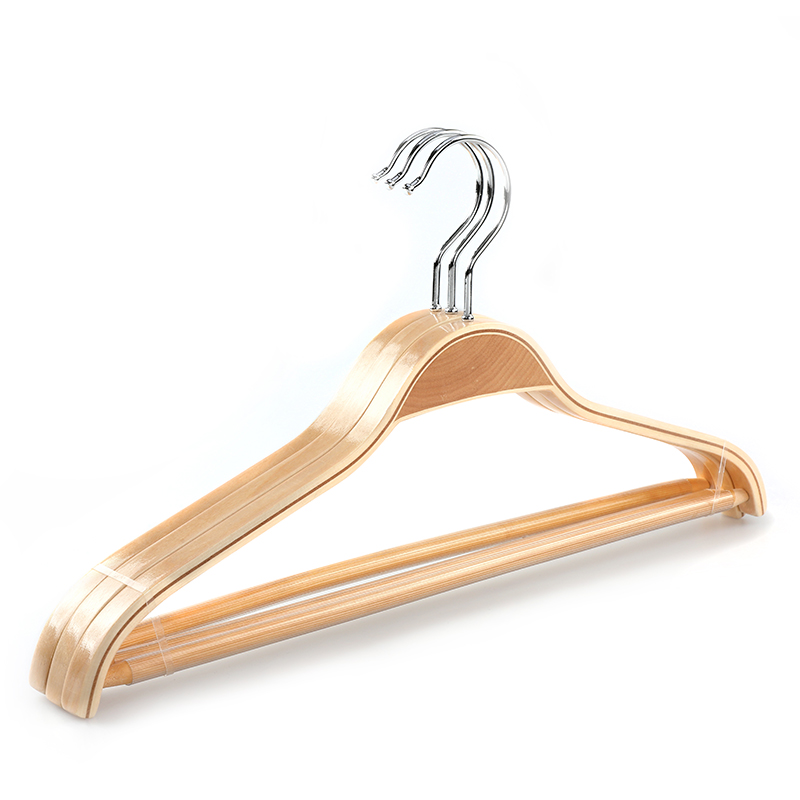 Wooden Non Slip Clothes Laminated Hanger with Anti-slip Bar
