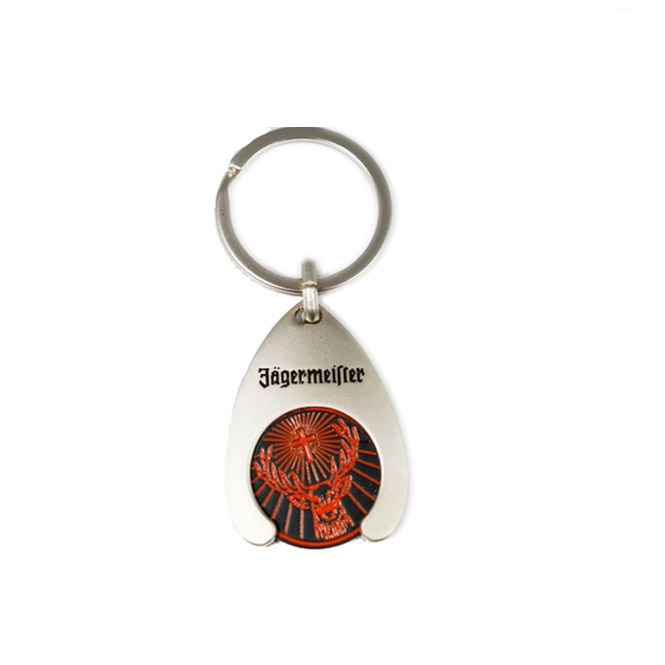 Custom Metal Zinc Alloy Matte Nickel Soft Enamel Euro Trolley Coin Keychain