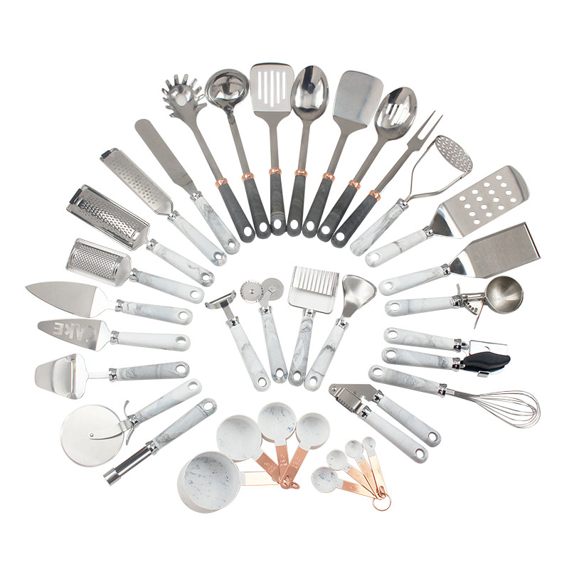 White Marble Kitchen Cooking Utensil Set