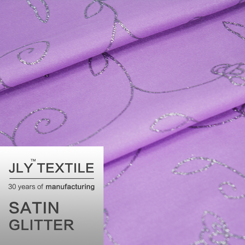 JLY Satin Fabric, Vine Pattern Glitter Purple For Costume Dress Gown Home decor Party Event Holiday Decorations