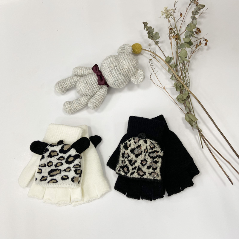 Kids Winter Fingerless Mittens Convertible Flip Top Gloves with Mitten Cover Winter Warm Fashion Colorful Gloves