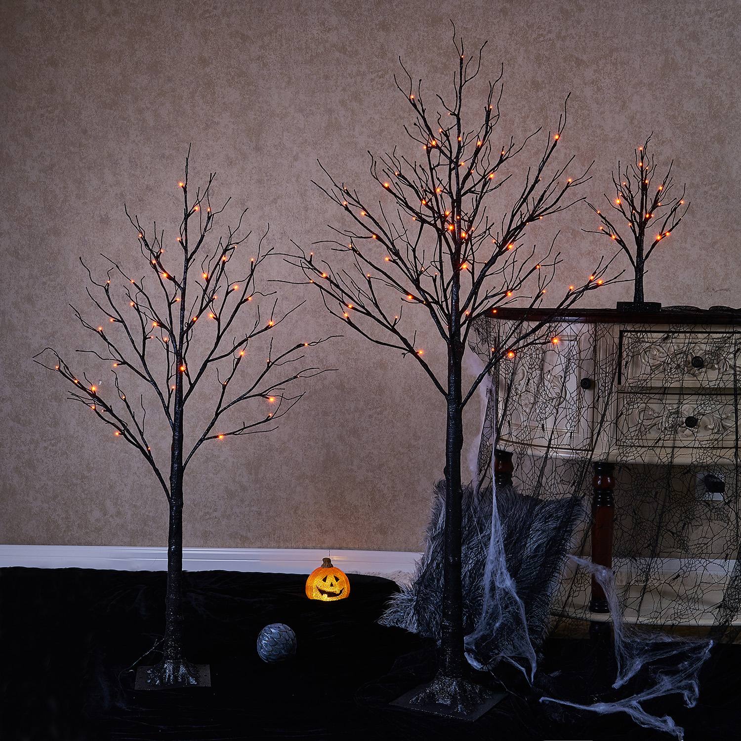 Lighted halloween black Tree