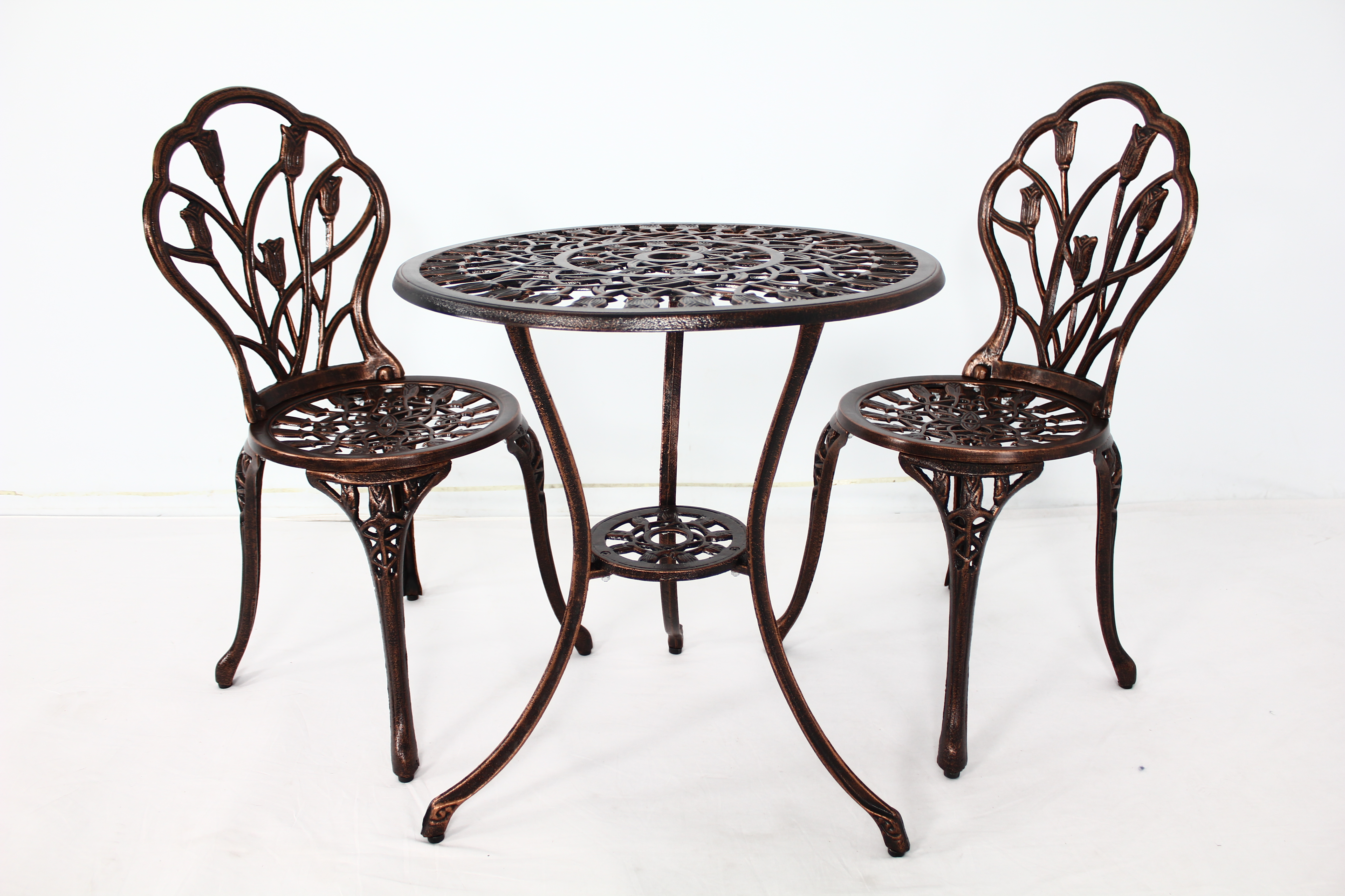 patio cast furniture 3pcs Antique Bronze 3-Piece Cast Aluminum Patio Bistro Set