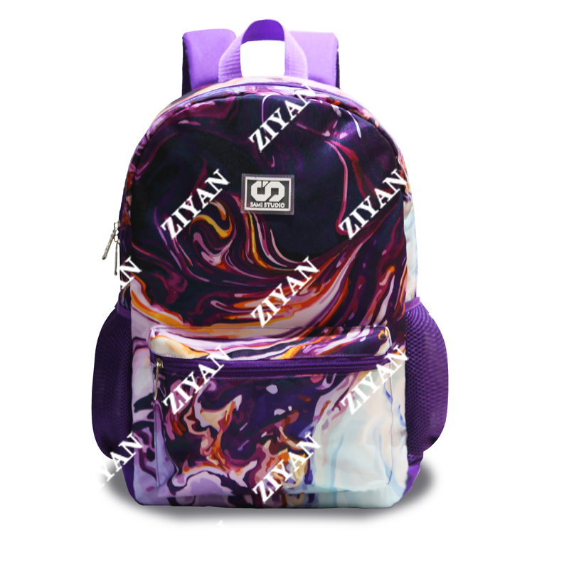 New design of 17 inch Fluid Laptop Backpack School Bag With Purple Color