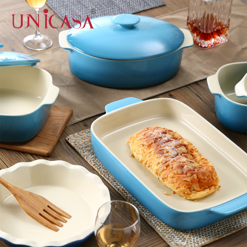 2020 Ceramic bakeware Set Casseerole with lid oven baking tray rectangular baker oval baking pan pie dish square baker ramekin loaf pan set