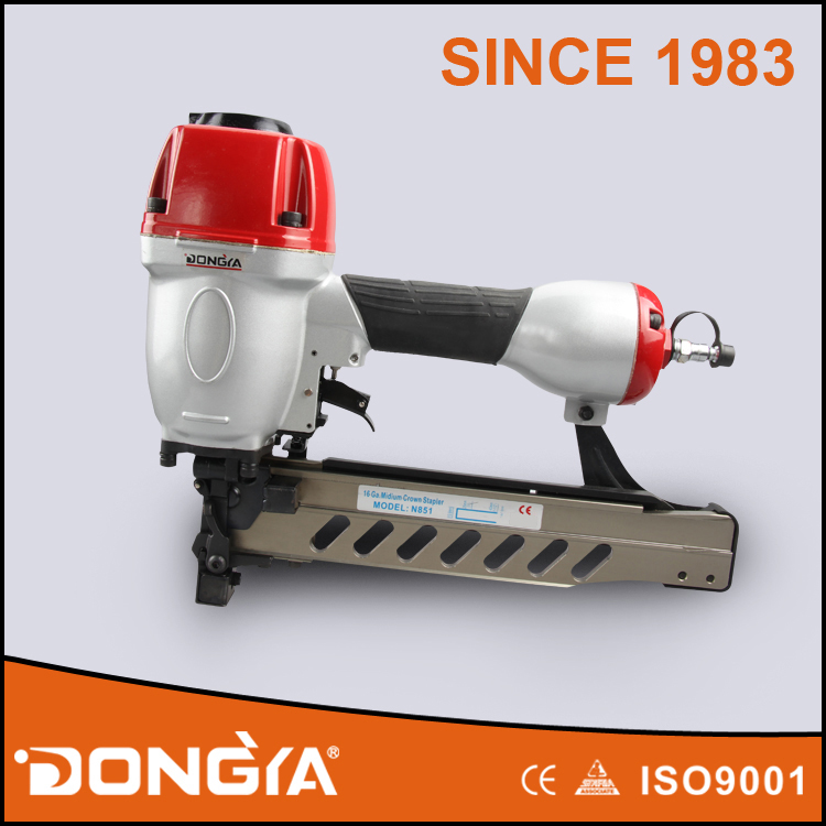 DONGYA 16 Ga Pneumatic Medium Crown Stapler N851C Nail Jam Quick Release Design
