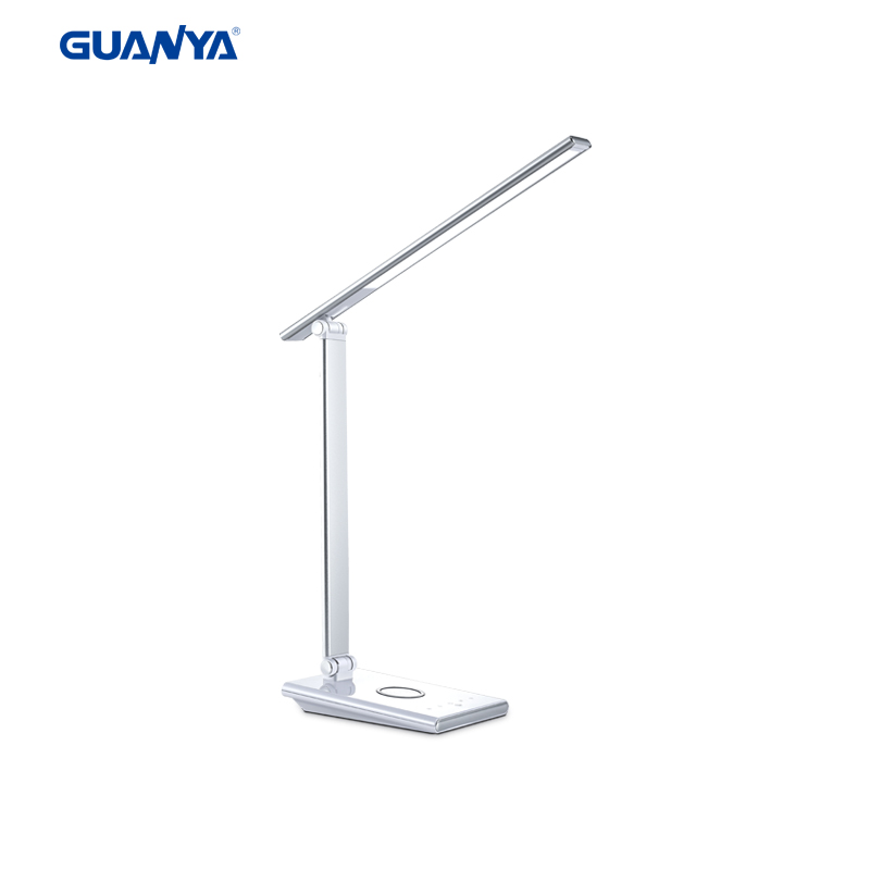 Multi-function dimming and color adjustment wireless charging LED table lamp with USB socket