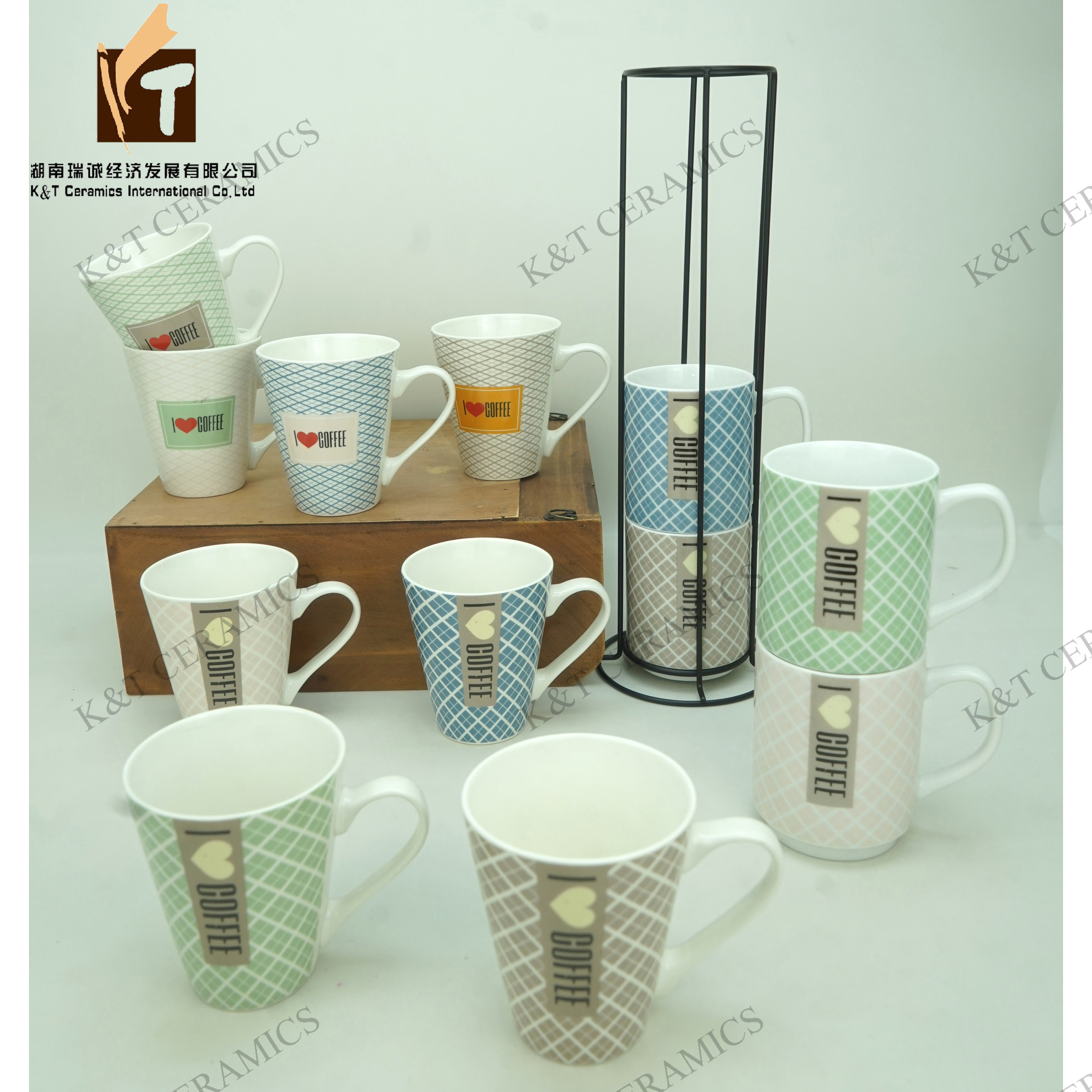 New bone china/Porcelain mug with I love coffee design