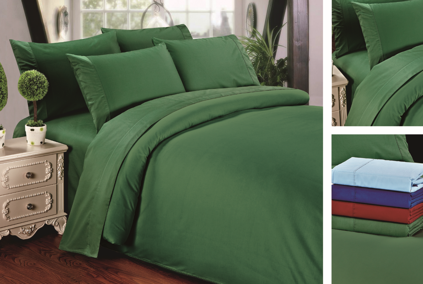 100gsm 1800TC microfiber solid color 4pcs bed sheet sets with piping