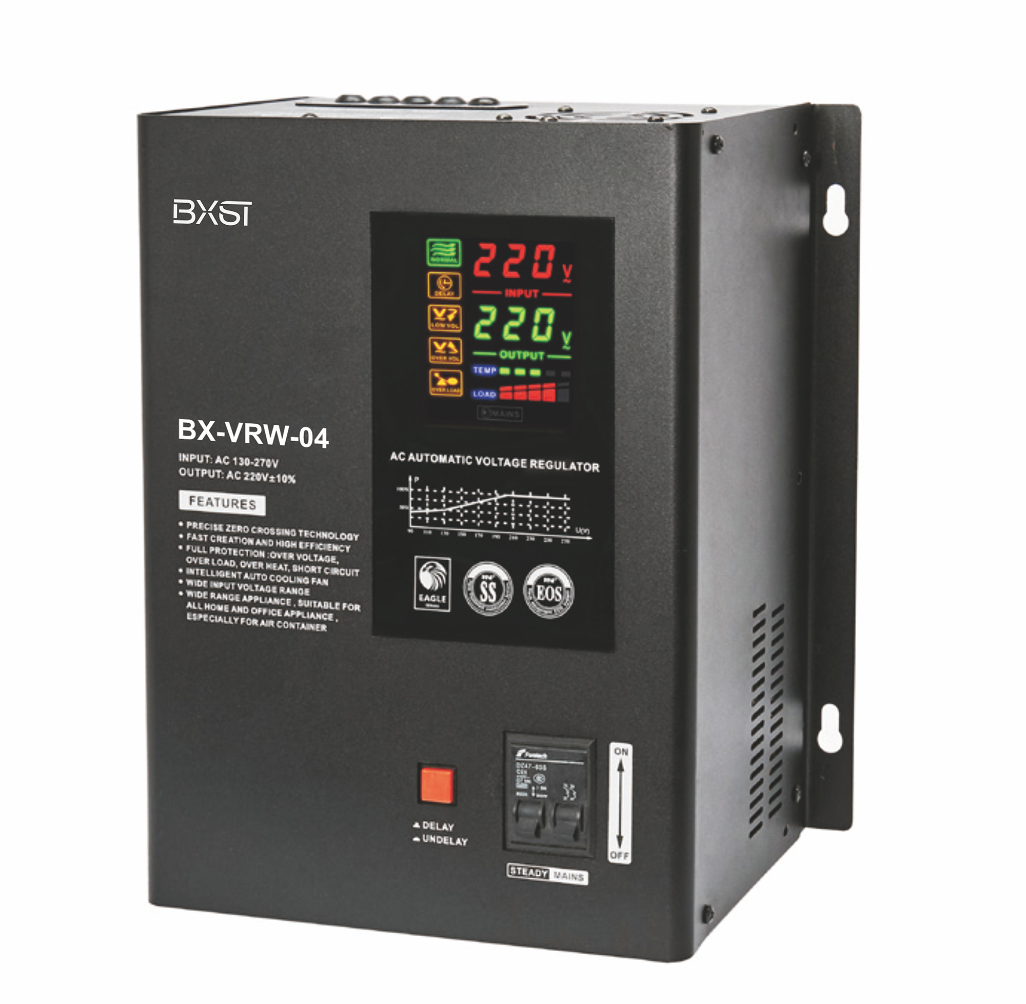 BX-VRW04 8000/10000/12000W Led Digital Voltage Protector, Universal Voltage Stabilizer, Low Voltage Regulator Relay Type
