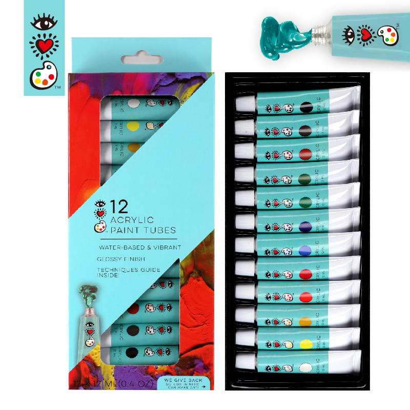 12 Colors Basic Art Acrylic Paint Set for Kids Painting