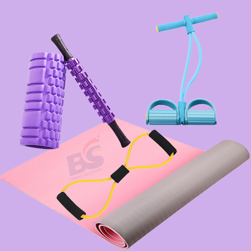 Fitness Yoga Mat Pedal Puller Figure Eight Tension Rope Yogo Massage Stick Exercise Bands