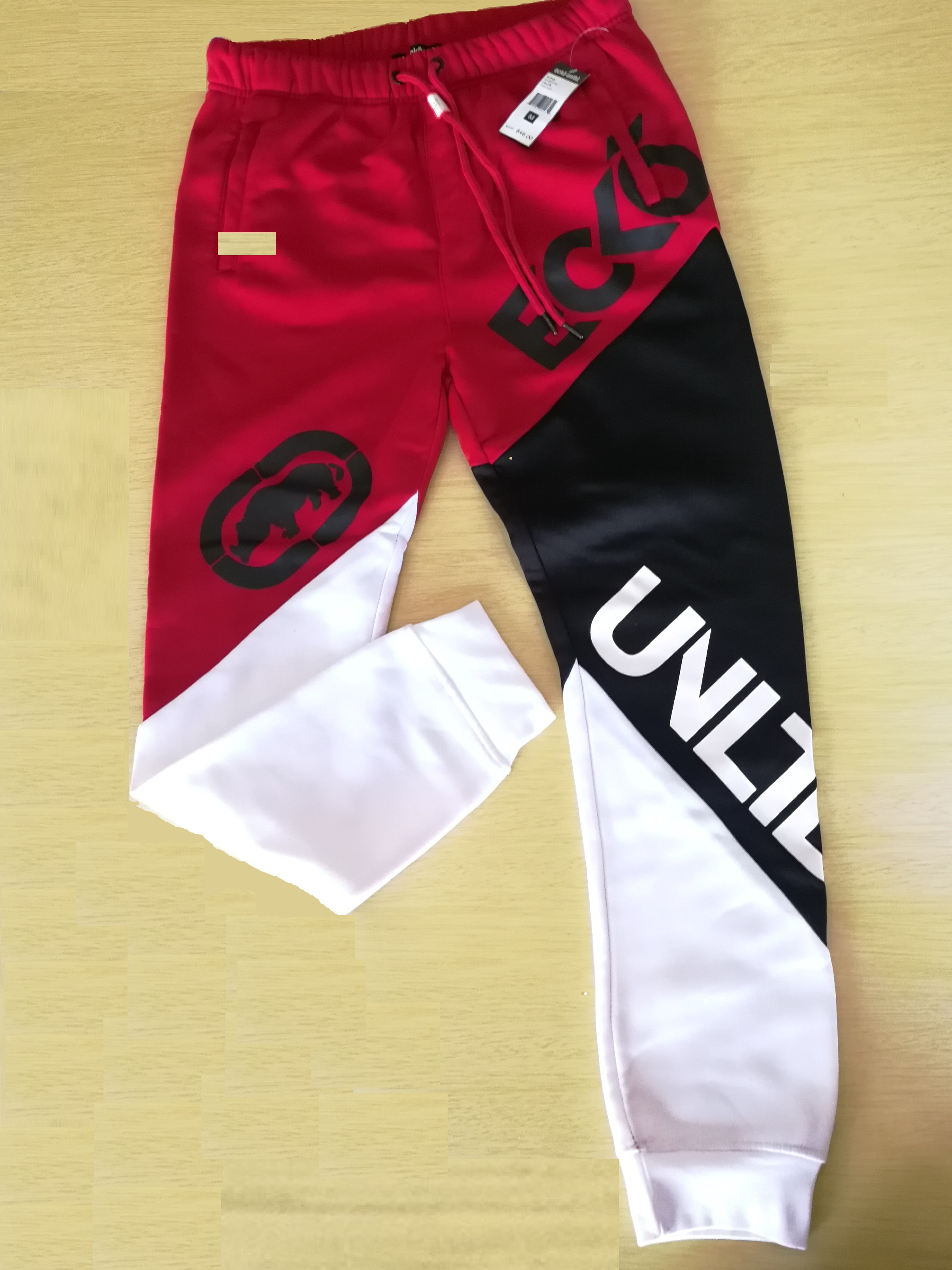 pant track pants Men's spliced fleece pants with HD print on both legs MEN