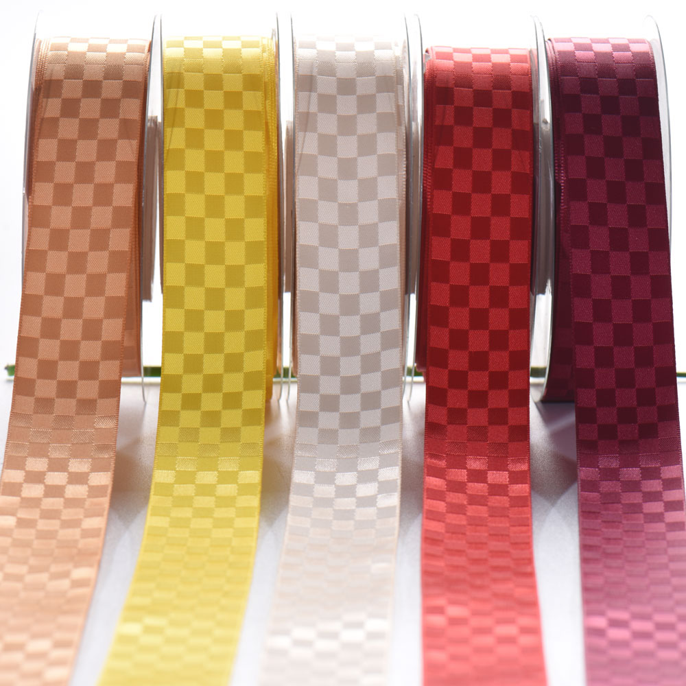 Polyester Squre Pattern Satin Ribbon